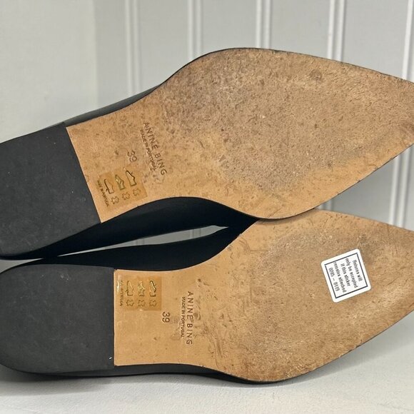 Anine Bing Leather Chain-Link Accents Loafers Women's Size: 9 - Picture 5 of 7